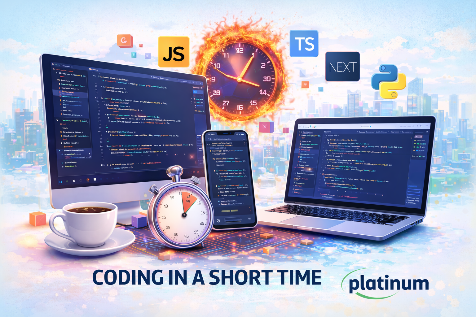 Illustrative developer productivity and analytics dashboard visuals.