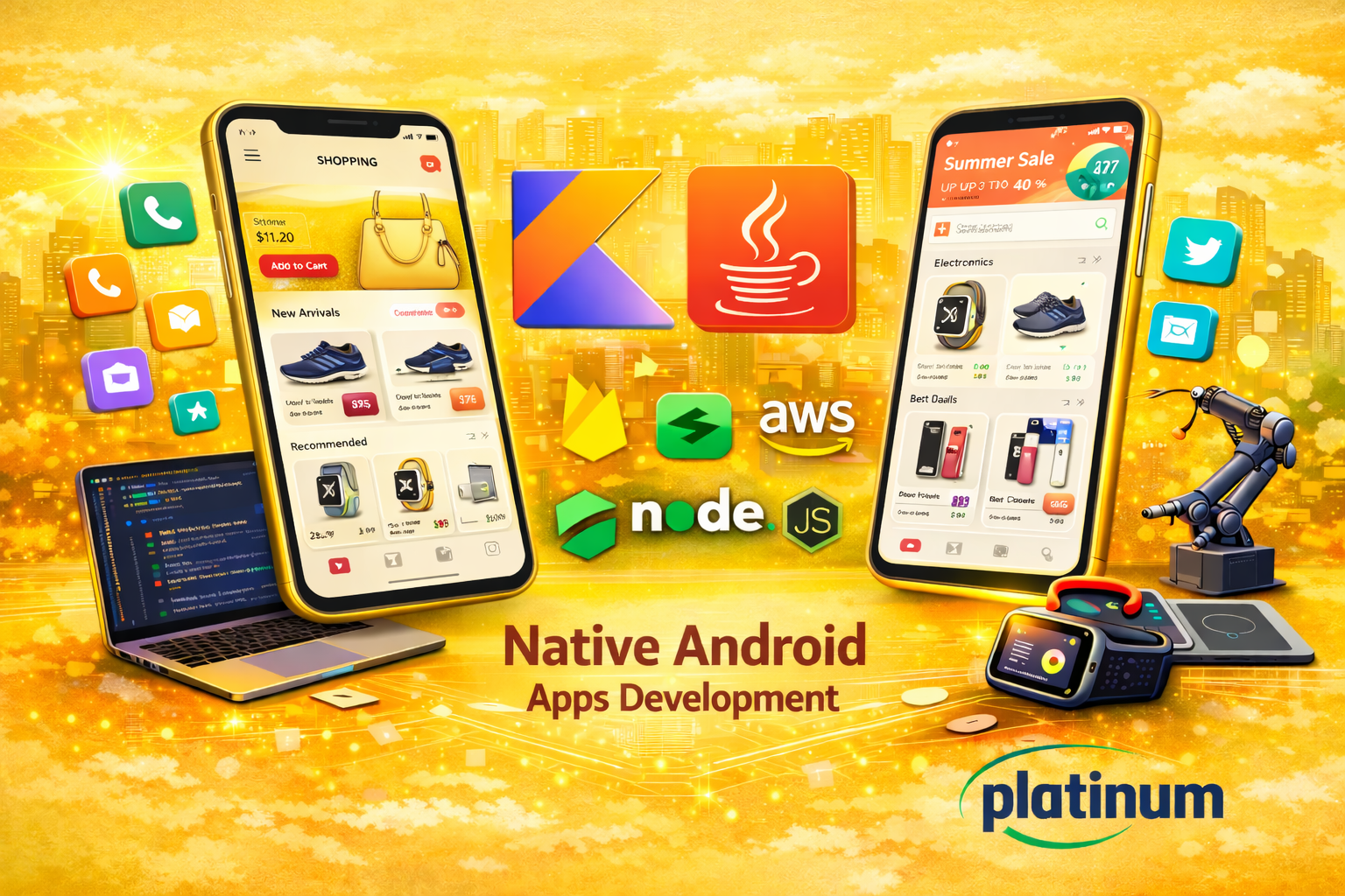 Illustrative native Android development imagery.