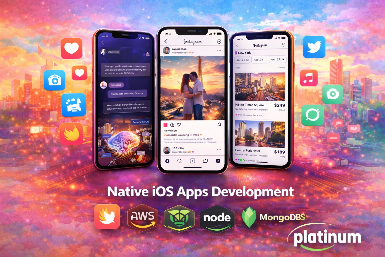 Illustrative native iOS development imagery.
